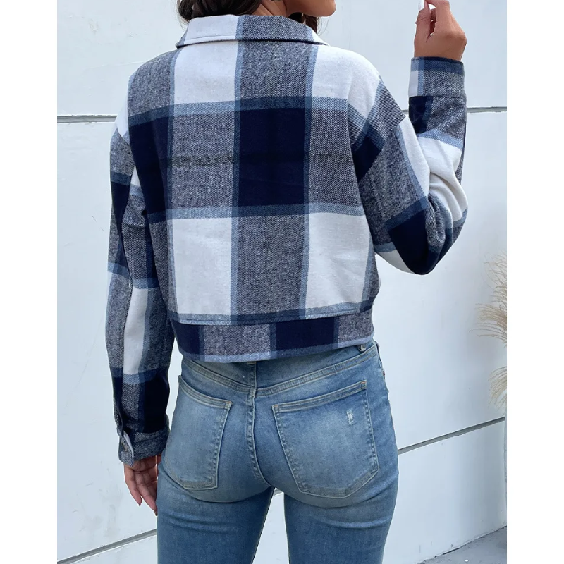 Mira - Trendy Geruite Jas voor Vrouwen