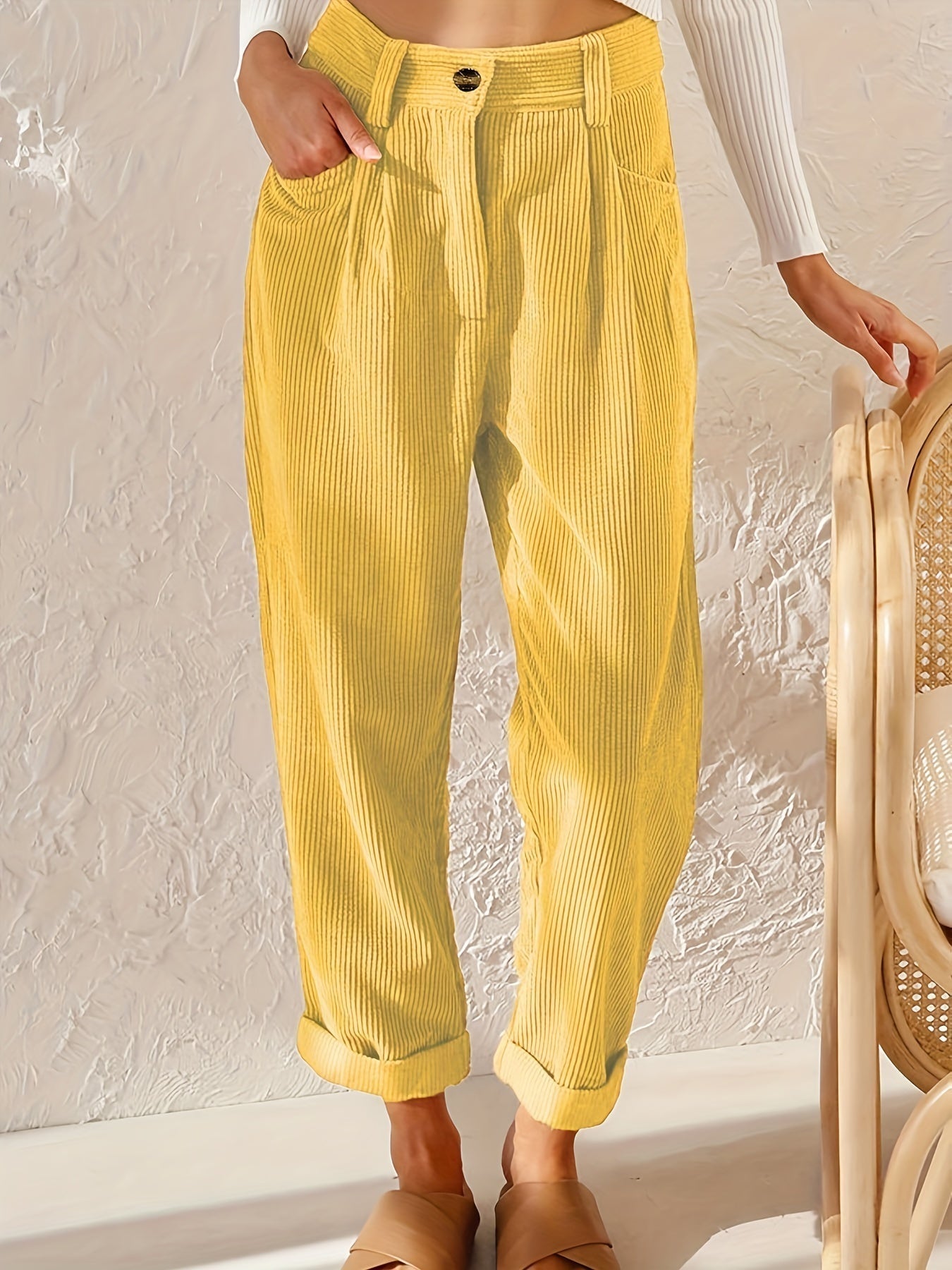 Cropped Corduroy Broek voor Dames