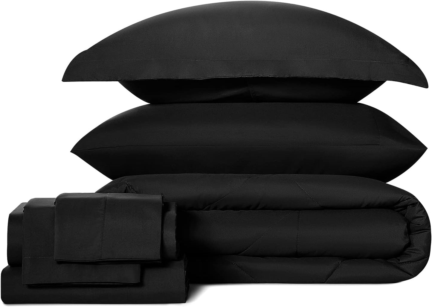 CozyLux Queen Comforter Set Dark Grey - Bed in a Bag Queen Size 7 Pieces, Luxury Soft Bed Set for All Seasons, Bedding Set with Down Alternative Comforter, Sheets, Pillowcases & Shams