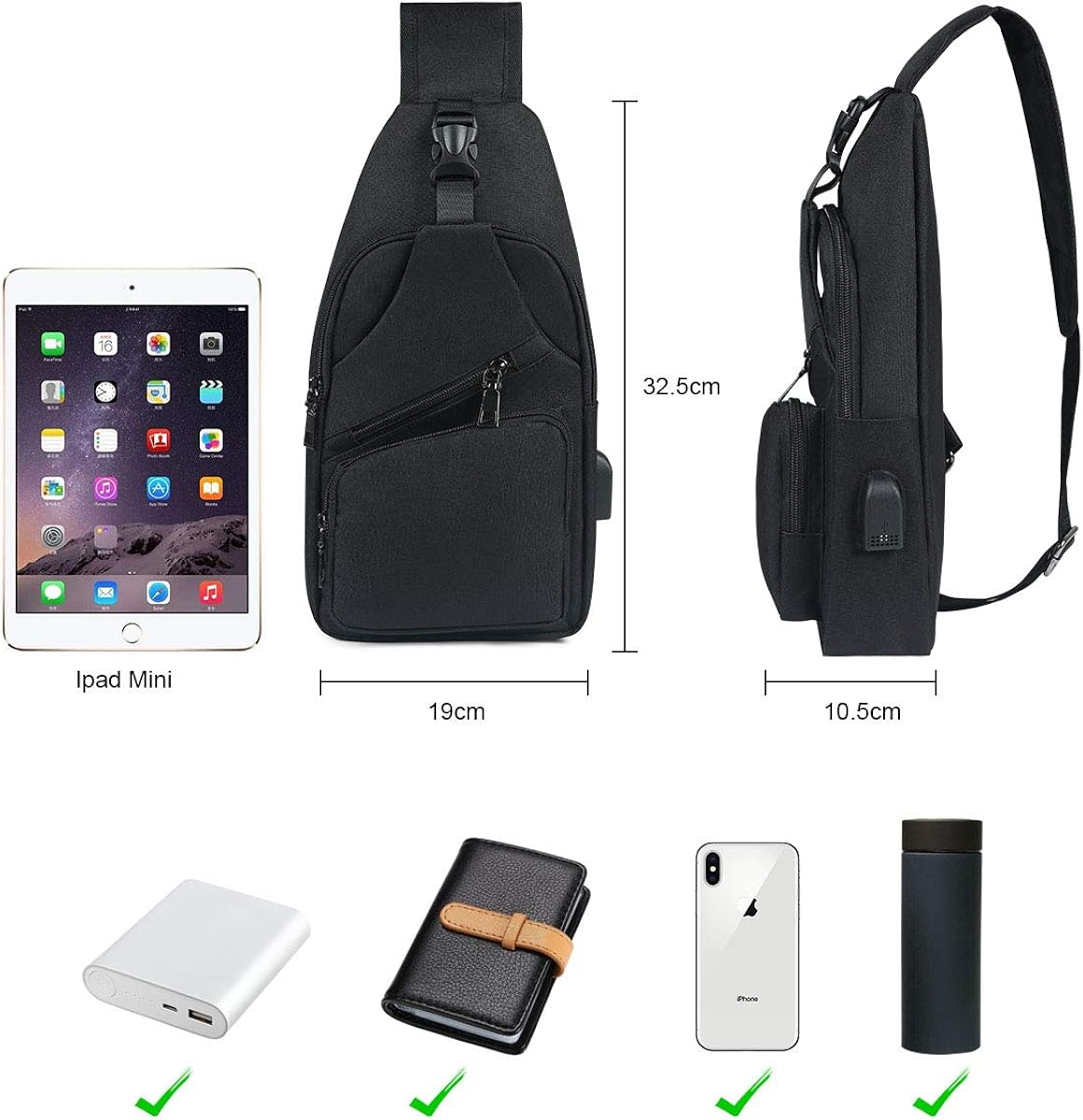 PowerPouch - Diefstalbestendige Schoudertas met Oplaadfunctie