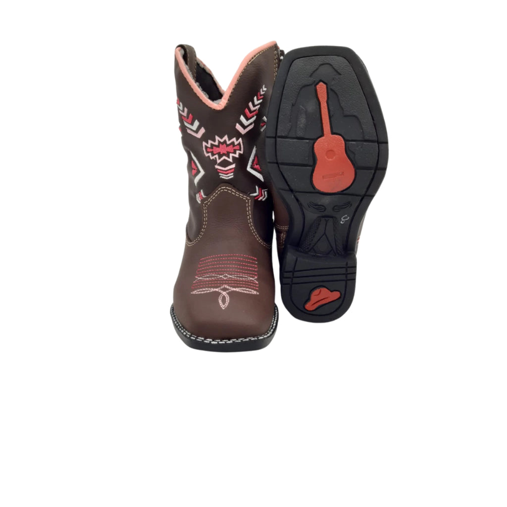 Bota Infantil Tex Team Marrom/Rosa