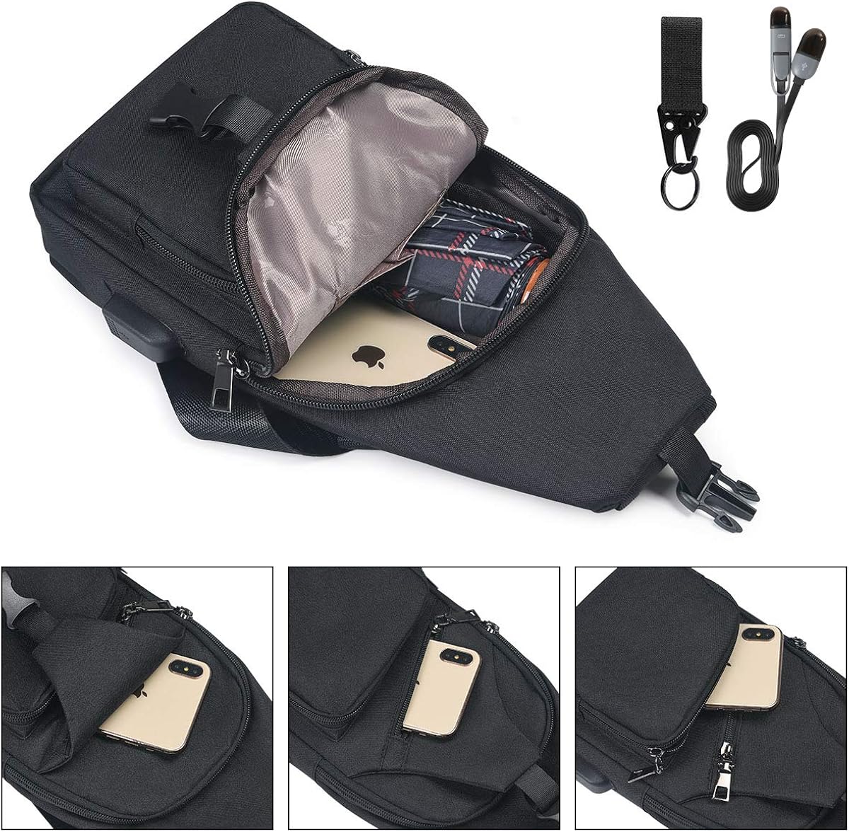 PowerPouch - Diefstalbestendige Schoudertas met Oplaadfunctie
