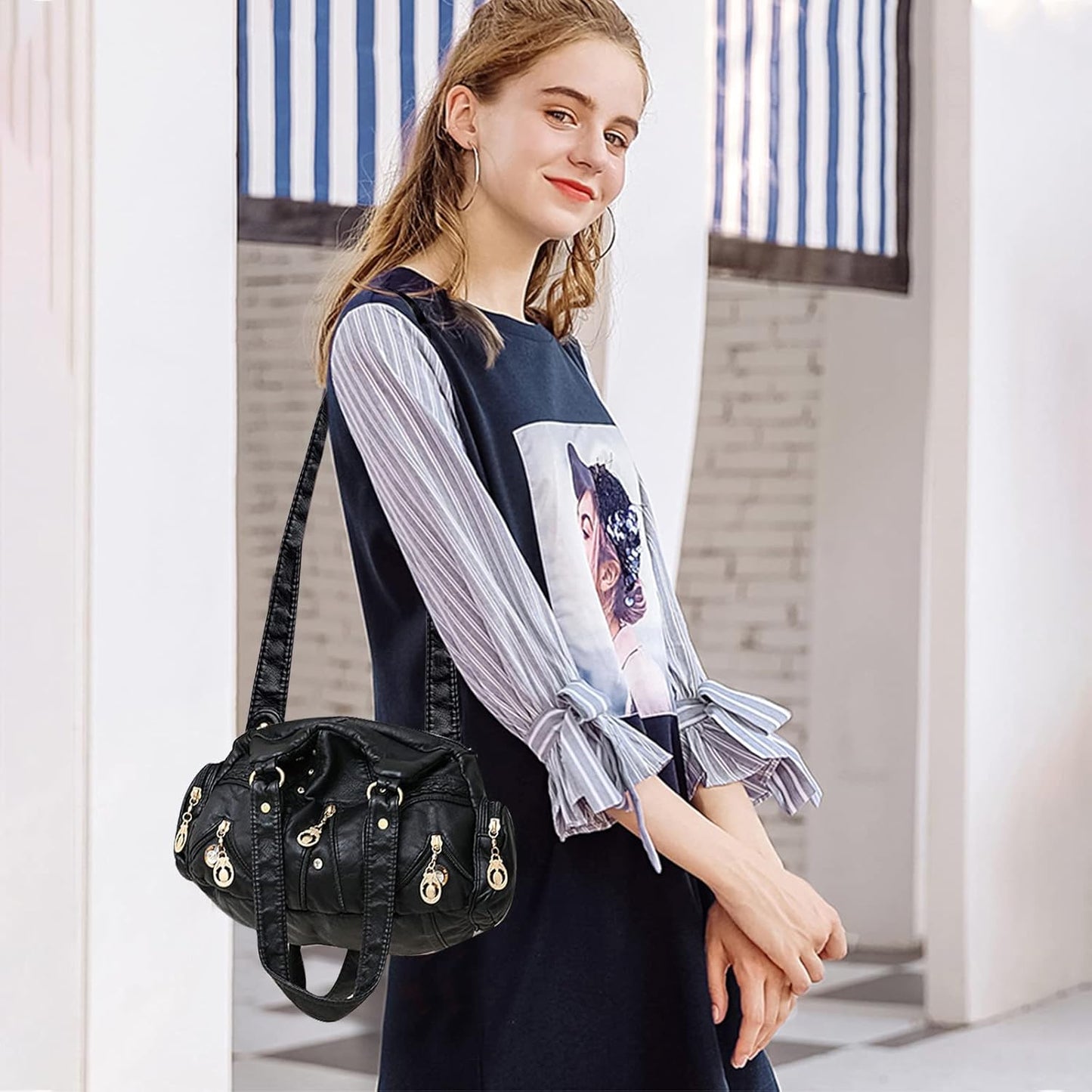 Adira - Stijlvolle Schoudertas met Meerdere Vakken