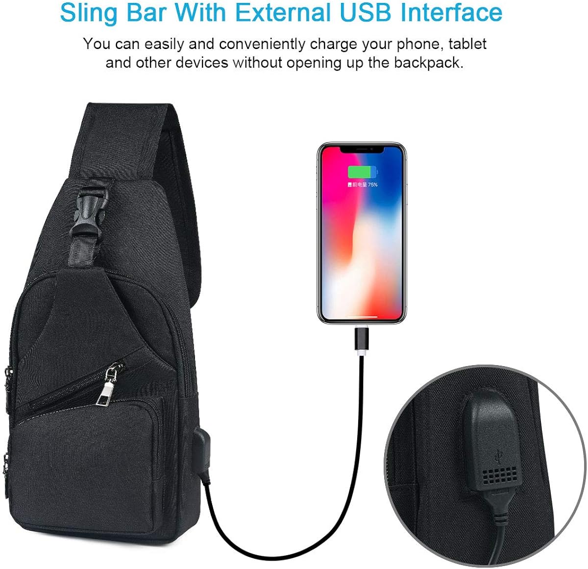 PowerPouch - Diefstalbestendige Schoudertas met Oplaadfunctie
