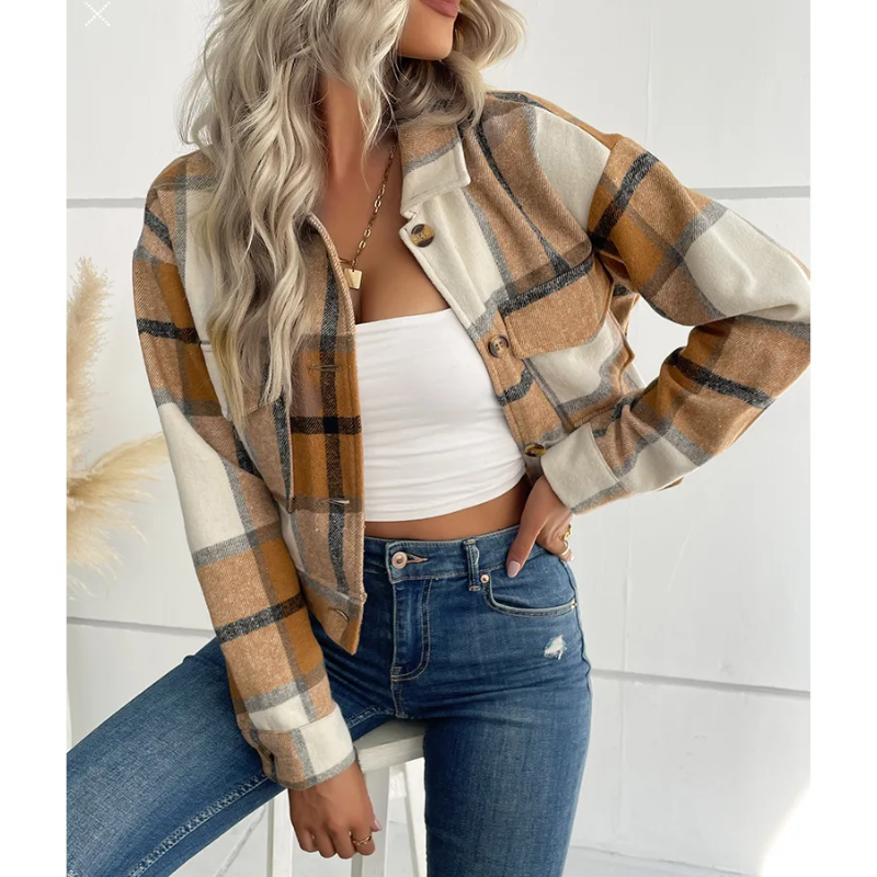 Mira - Trendy Geruite Jas voor Vrouwen