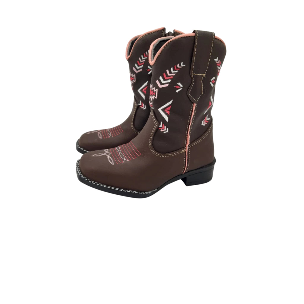Bota Infantil Tex Team Marrom/Rosa