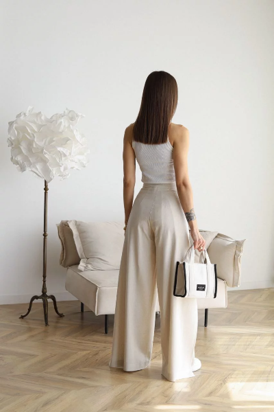 Dariana - Elegante Uitlopende Linnen Broek