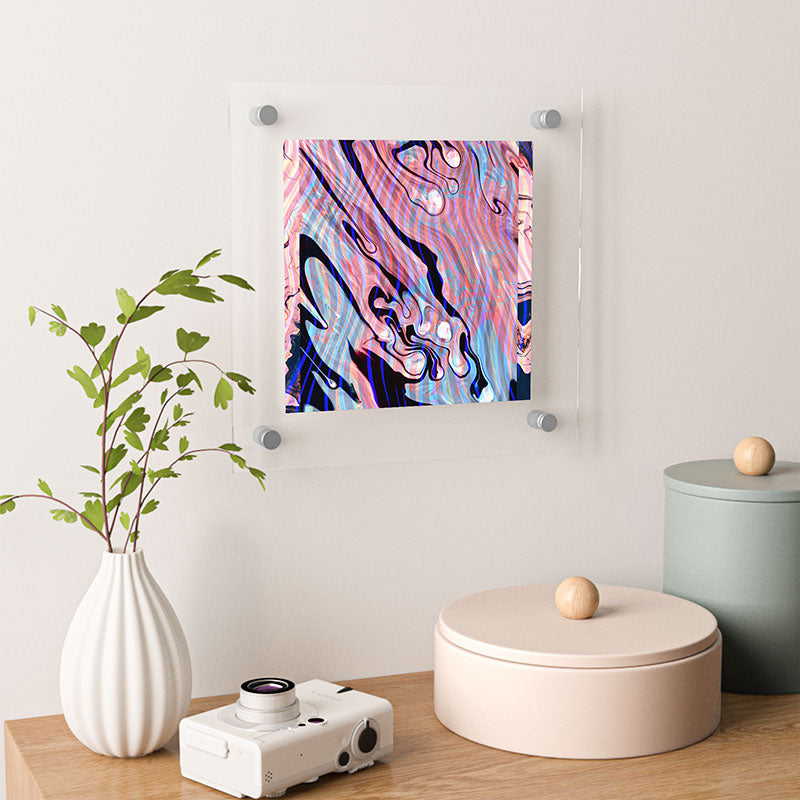 83 Oranges Focus Abstract Marble Texture Floating Acrylic Print