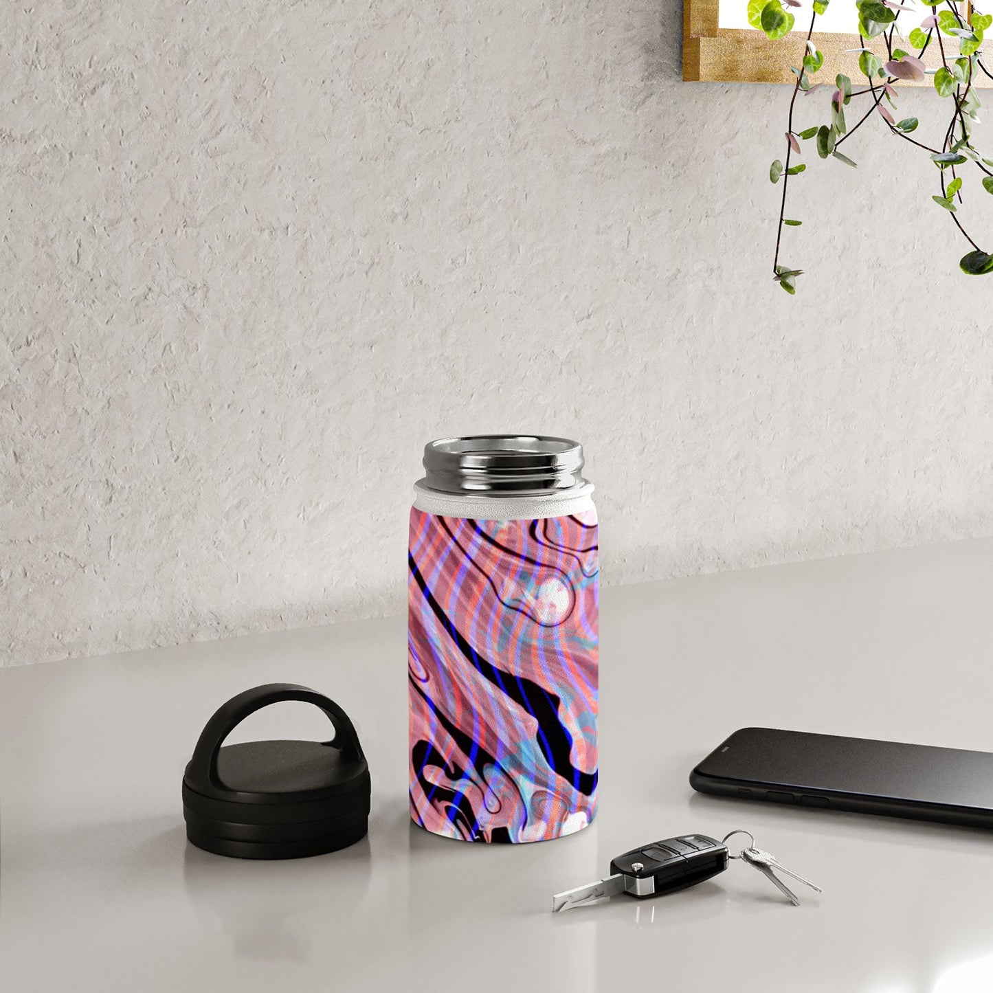 83 Oranges Focus Abstract Marble Texture Water Bottle