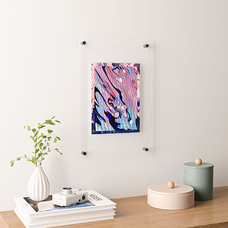 83 Oranges Focus Abstract Marble Texture Floating Acrylic Print