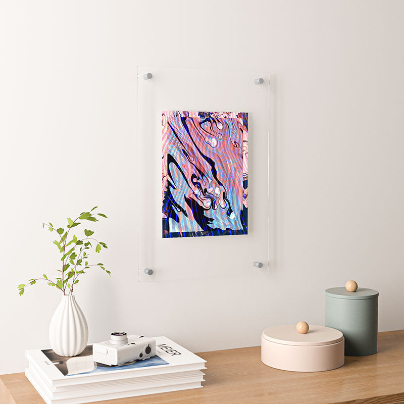 83 Oranges Focus Abstract Marble Texture Floating Acrylic Print