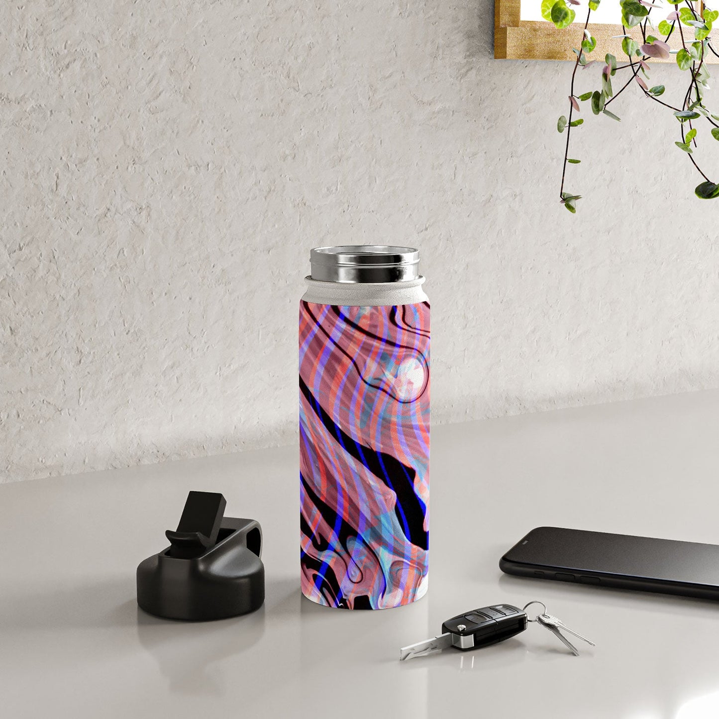 83 Oranges Focus Abstract Marble Texture Water Bottle