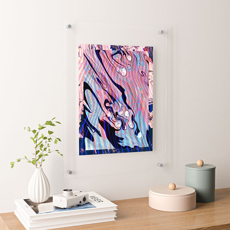 83 Oranges Focus Abstract Marble Texture Floating Acrylic Print