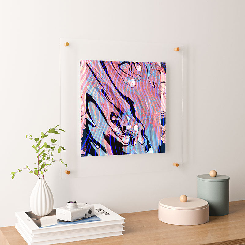 83 Oranges Focus Abstract Marble Texture Floating Acrylic Print