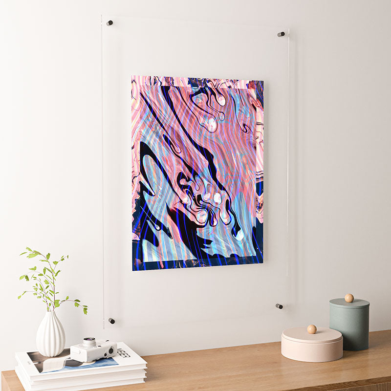 83 Oranges Focus Abstract Marble Texture Floating Acrylic Print