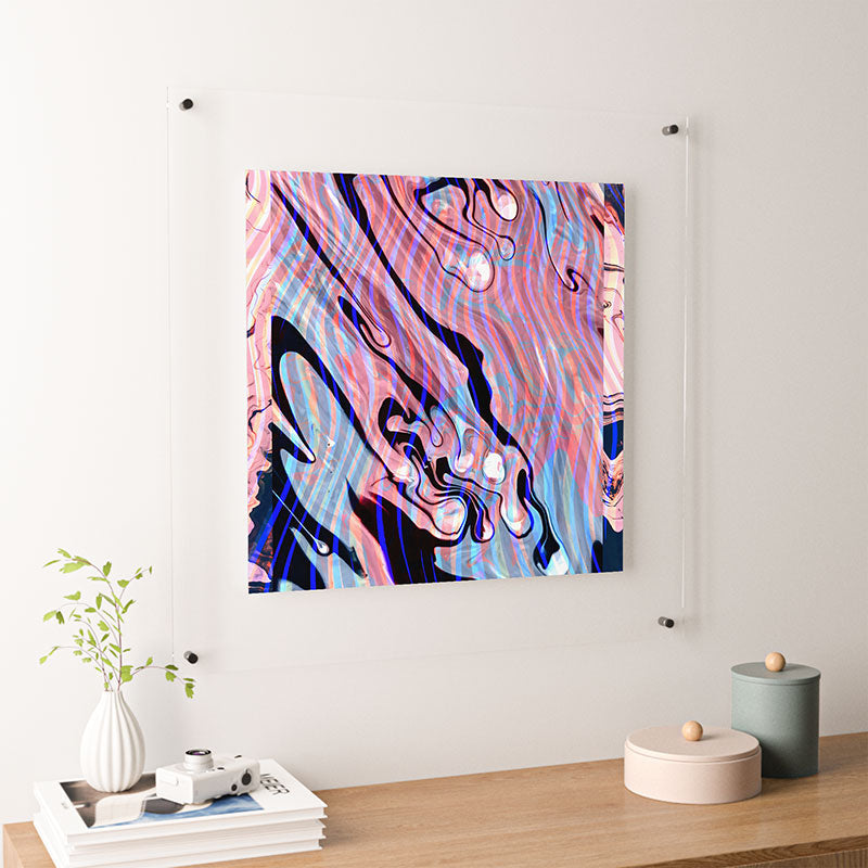 83 Oranges Focus Abstract Marble Texture Floating Acrylic Print