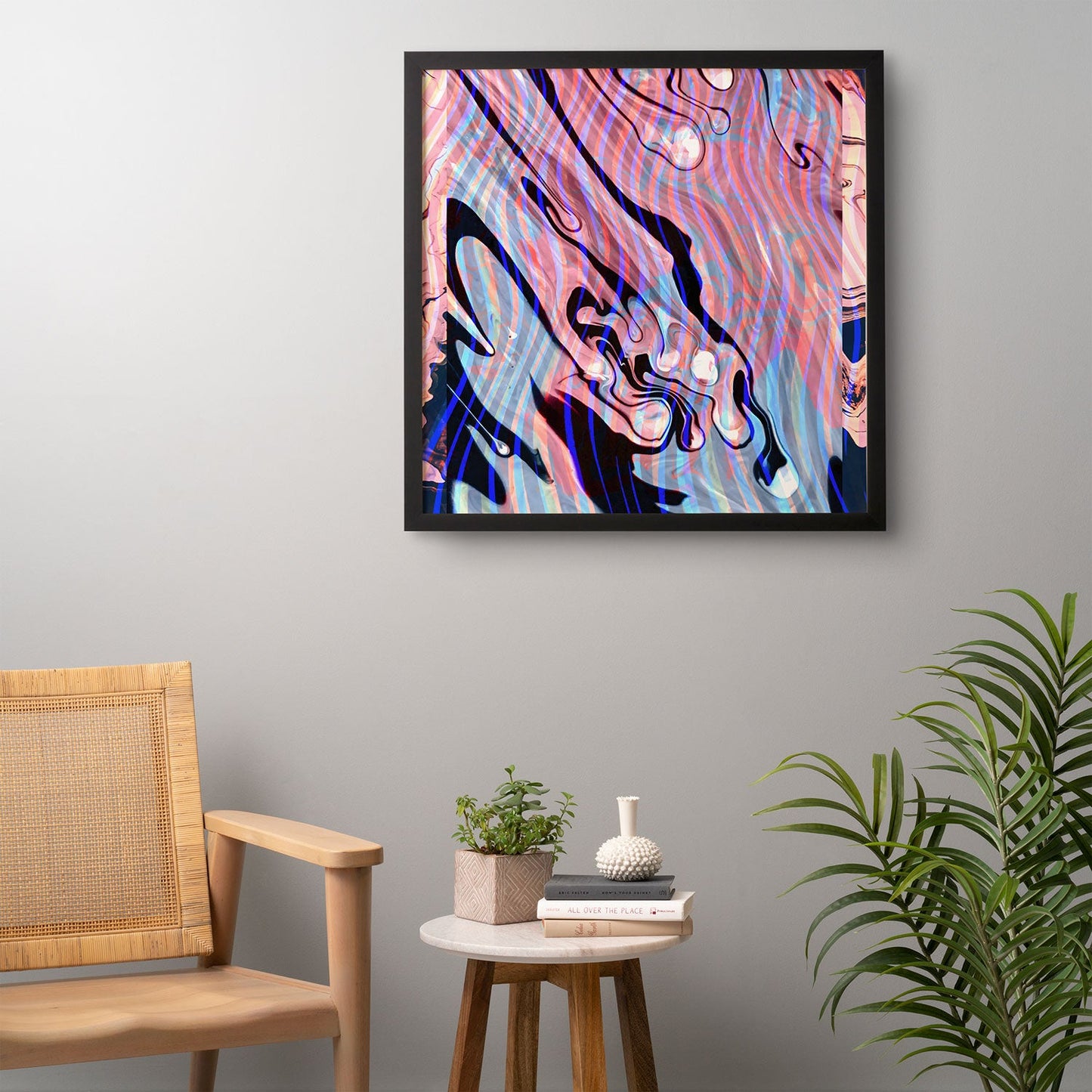 83 Oranges Focus Abstract Marble Texture Framed Wall Art