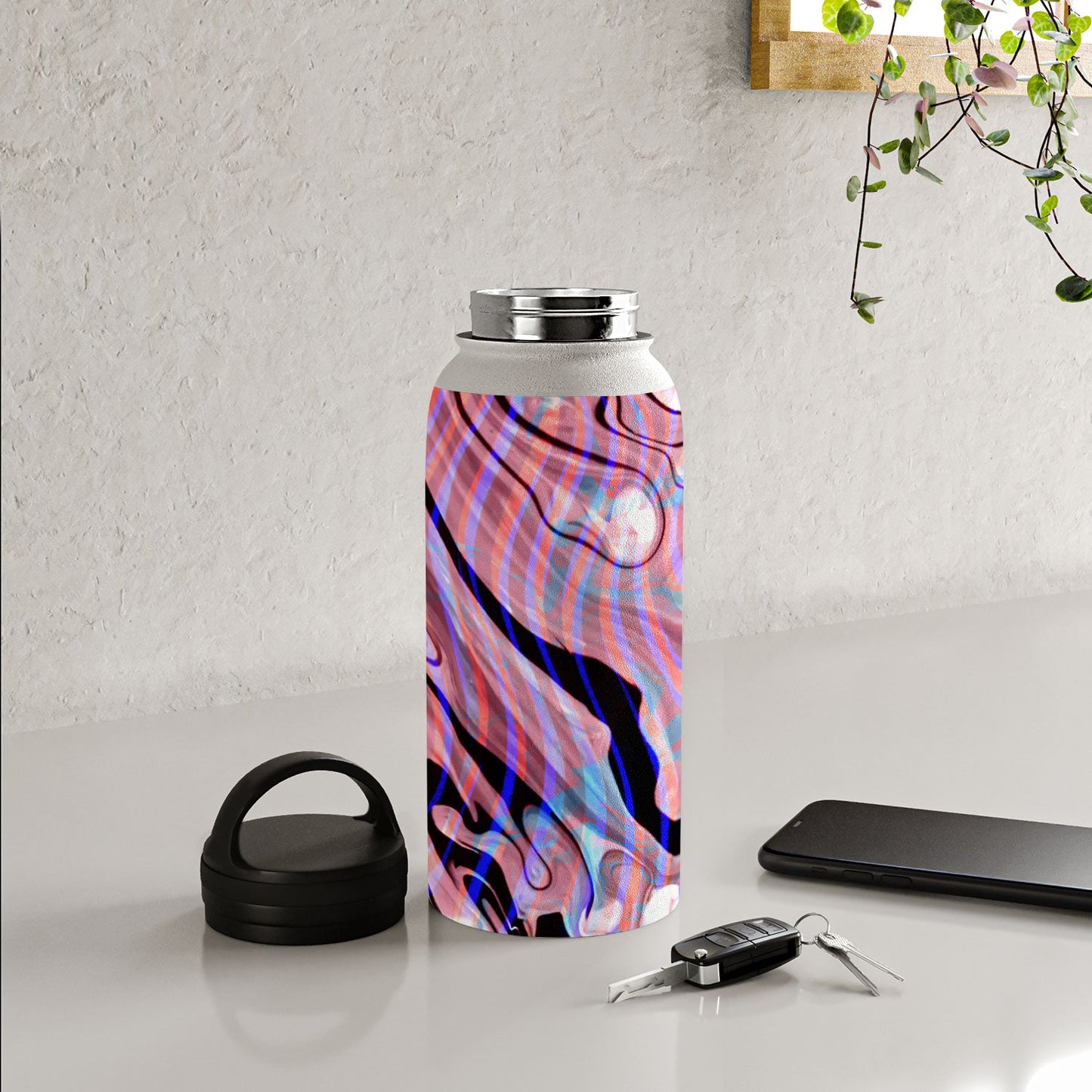 83 Oranges Focus Abstract Marble Texture Water Bottle