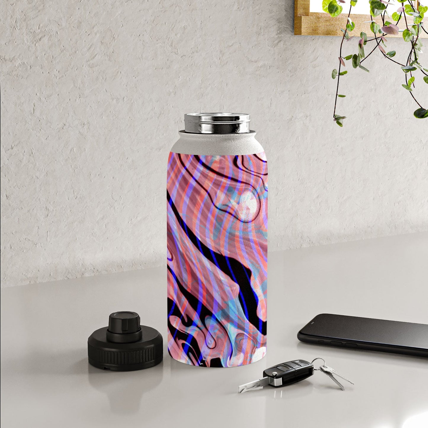 83 Oranges Focus Abstract Marble Texture Water Bottle
