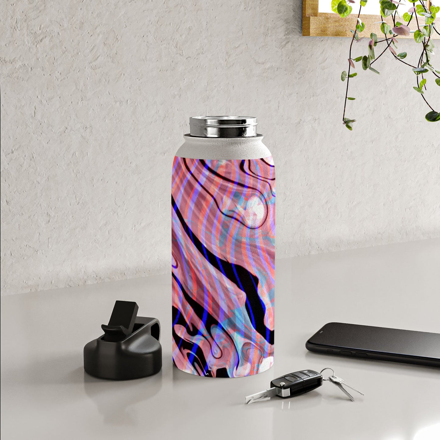 83 Oranges Focus Abstract Marble Texture Water Bottle