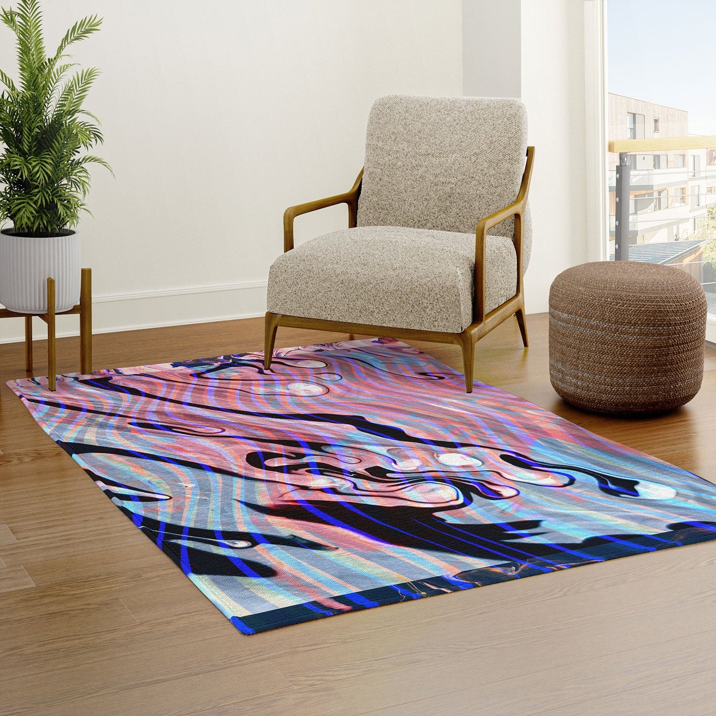 83 Oranges Focus Abstract Marble Texture Area Rug