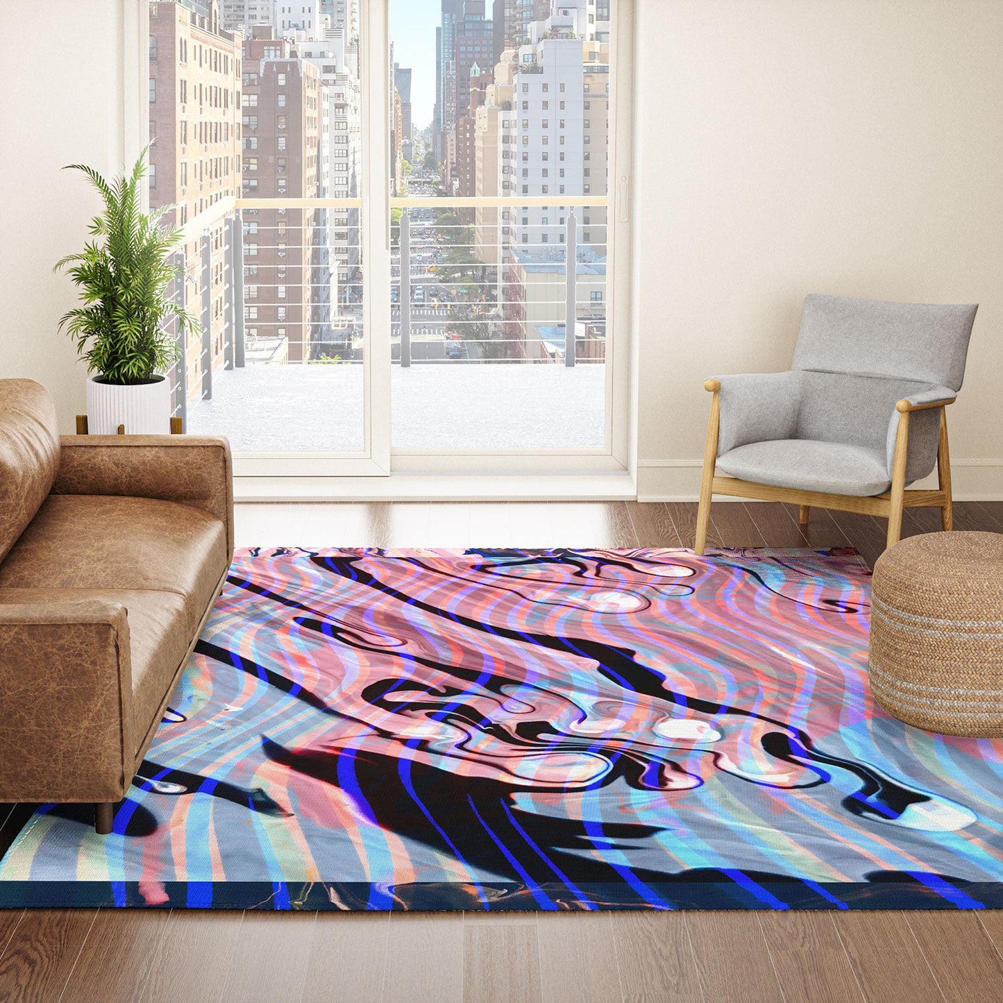 83 Oranges Focus Abstract Marble Texture Area Rug