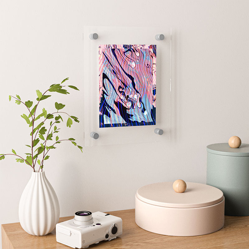 83 Oranges Focus Abstract Marble Texture Floating Acrylic Print