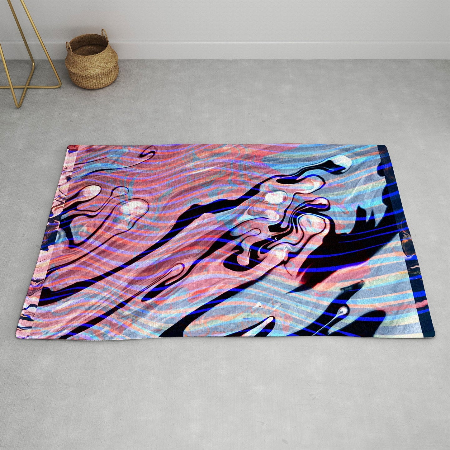 83 Oranges Focus Abstract Marble Texture Area Rug