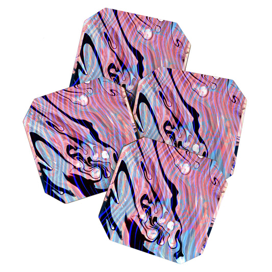 83 Oranges Focus Abstract Marble Texture Coaster Set