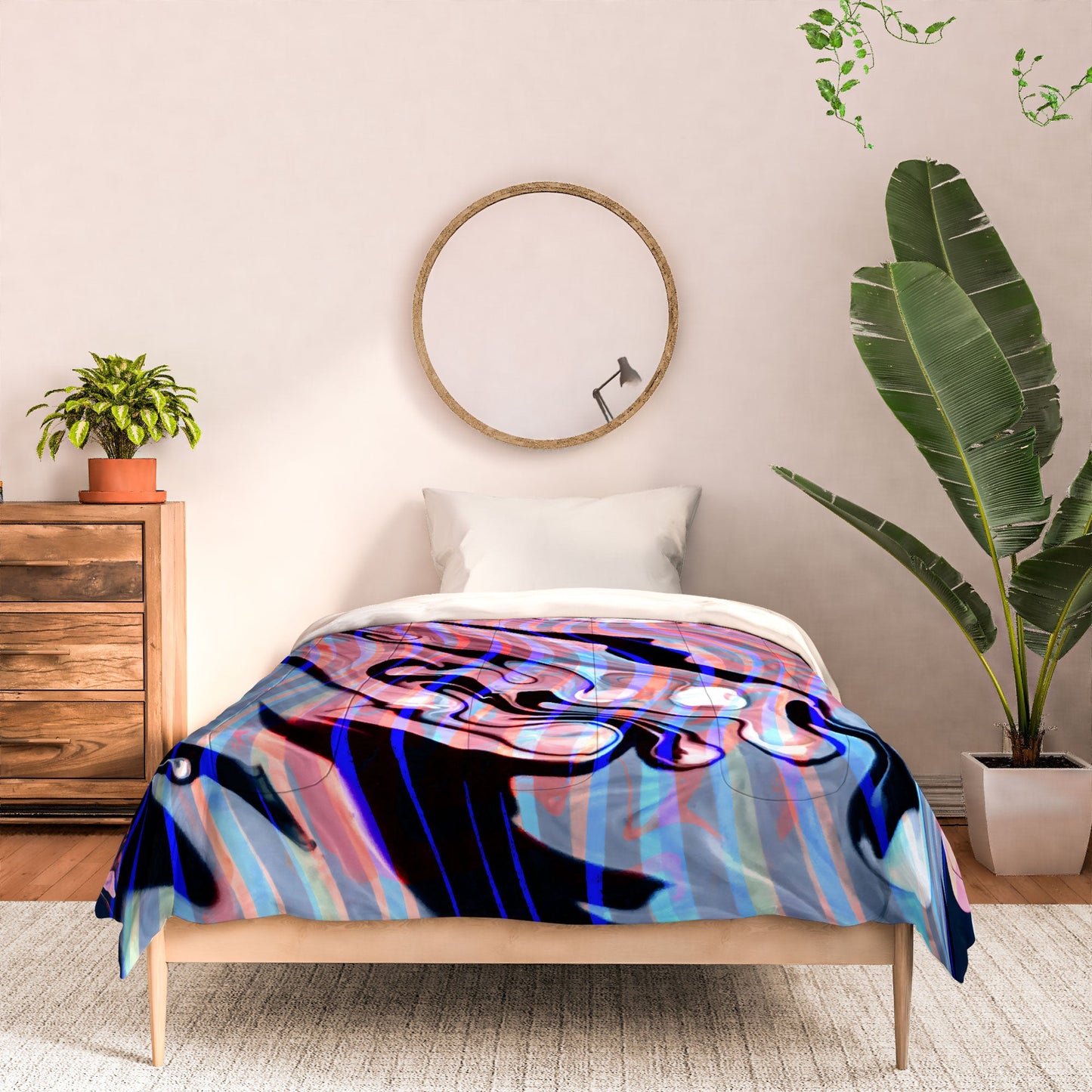 83 Oranges Focus Abstract Marble Texture Comforter