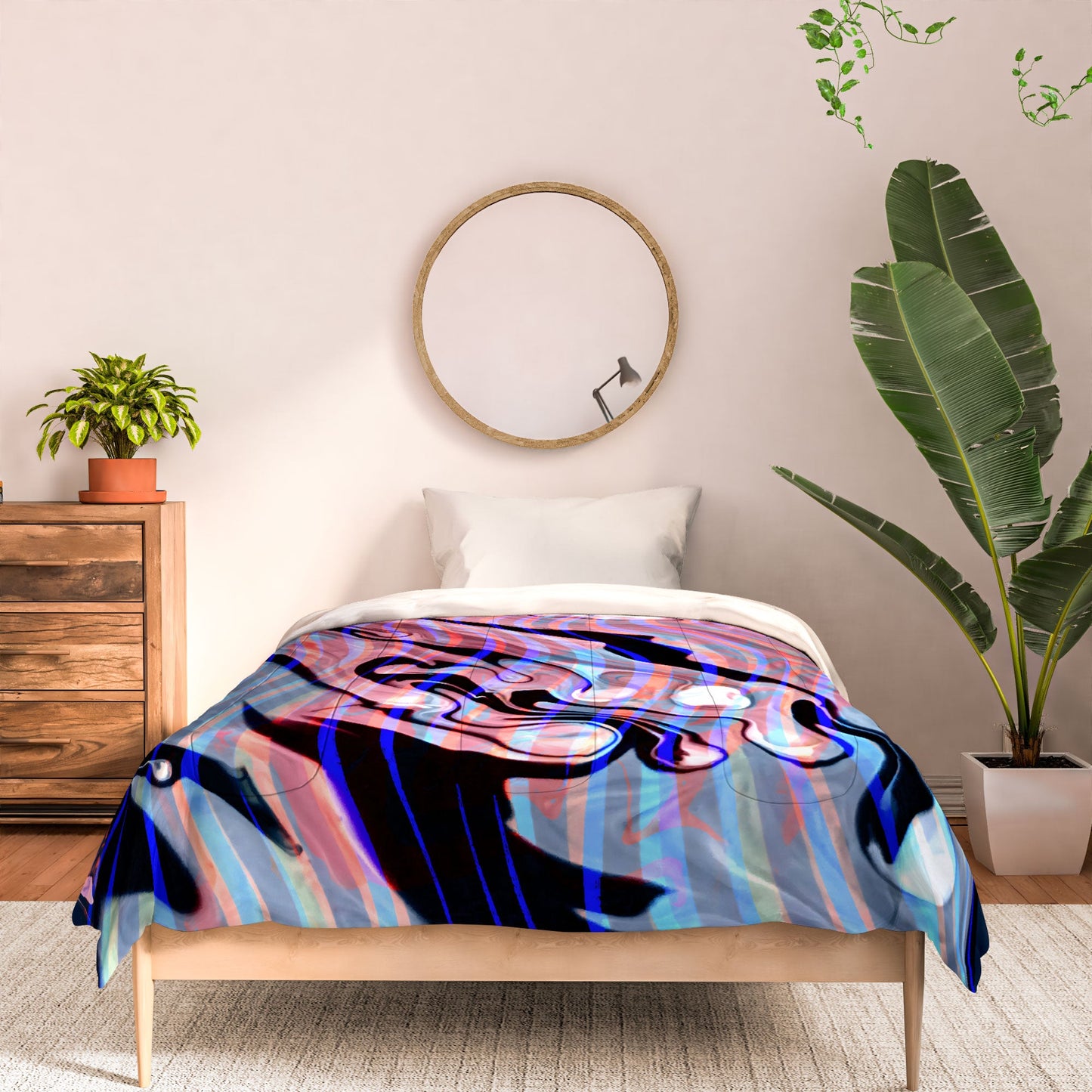 83 Oranges Focus Abstract Marble Texture Comforter