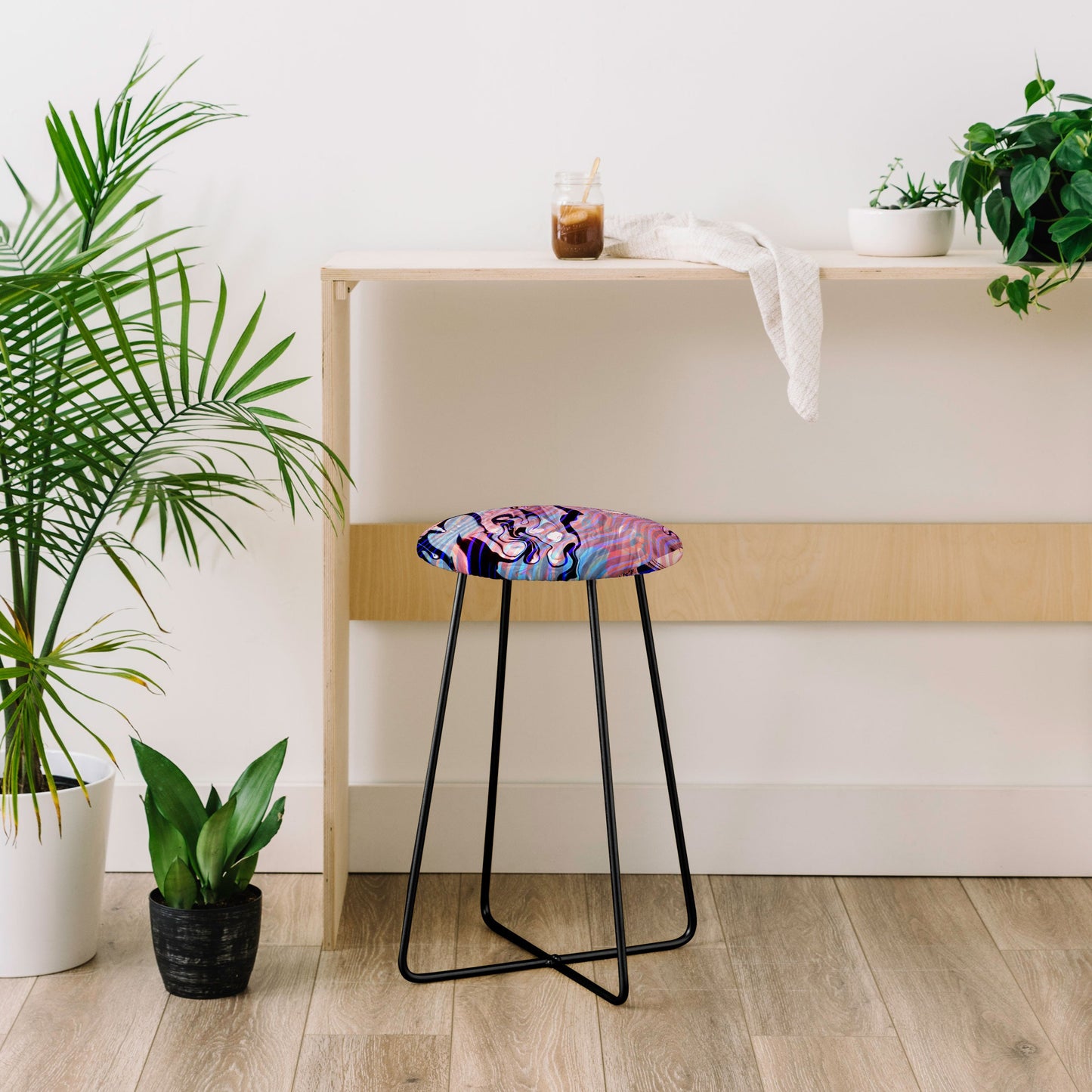 83 Oranges Focus Abstract Marble Texture Counter Stool