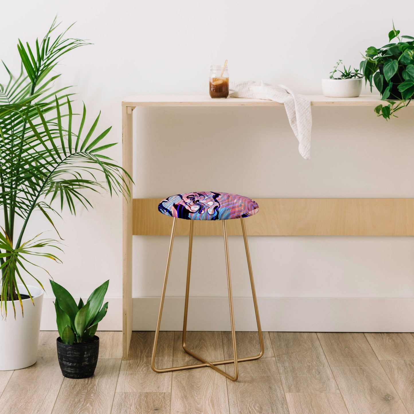 83 Oranges Focus Abstract Marble Texture Counter Stool