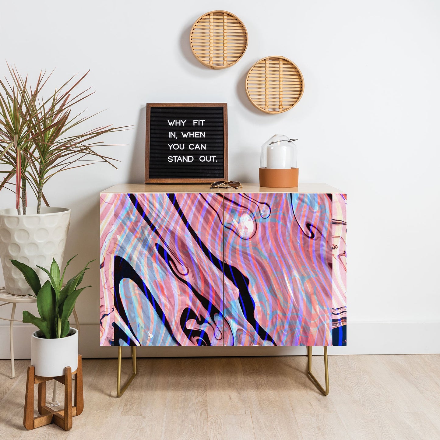 83 Oranges Focus Abstract Marble Texture Credenza