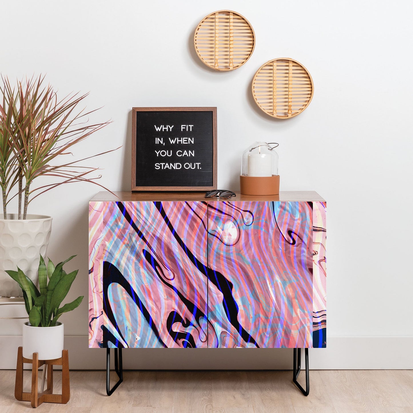 83 Oranges Focus Abstract Marble Texture Credenza