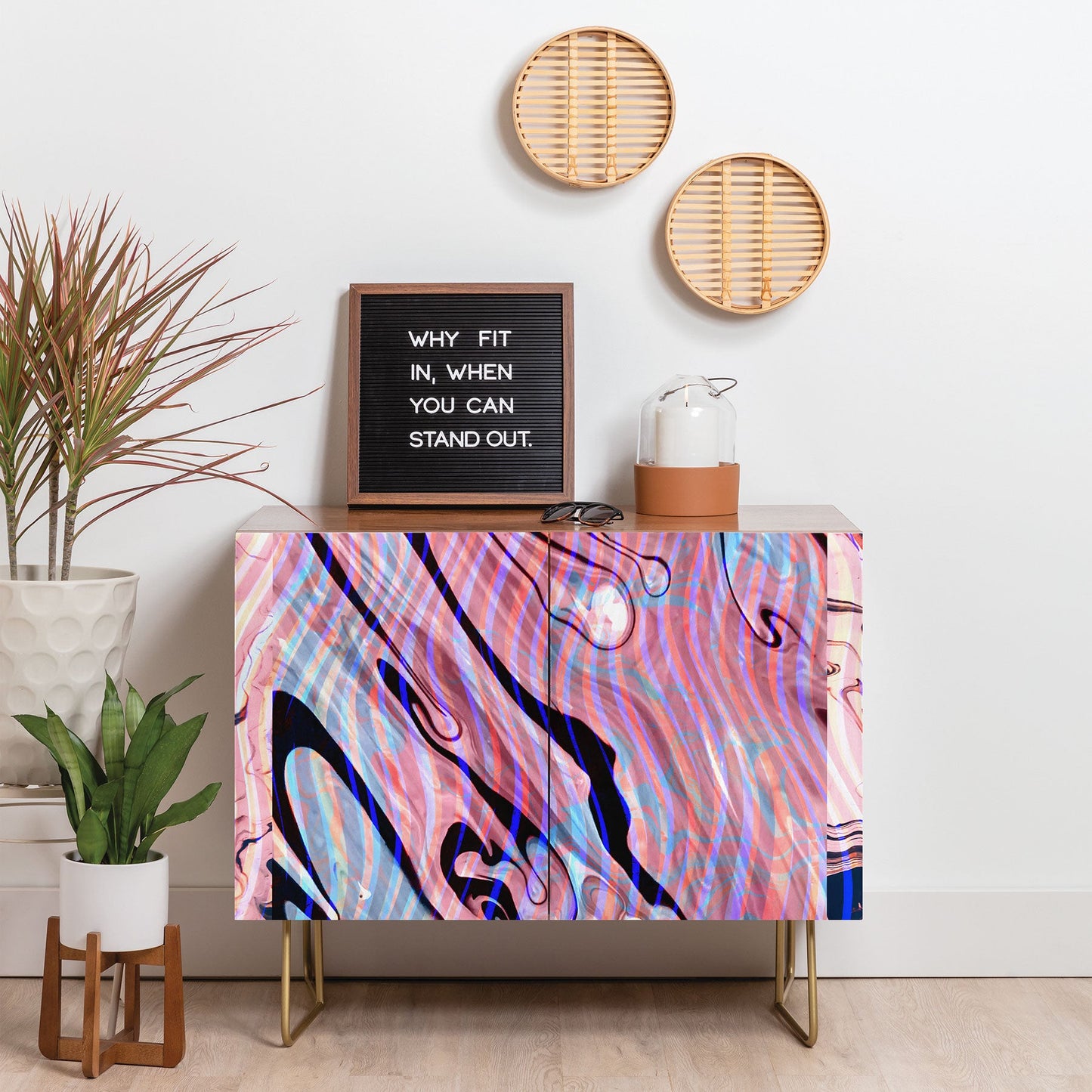 83 Oranges Focus Abstract Marble Texture Credenza