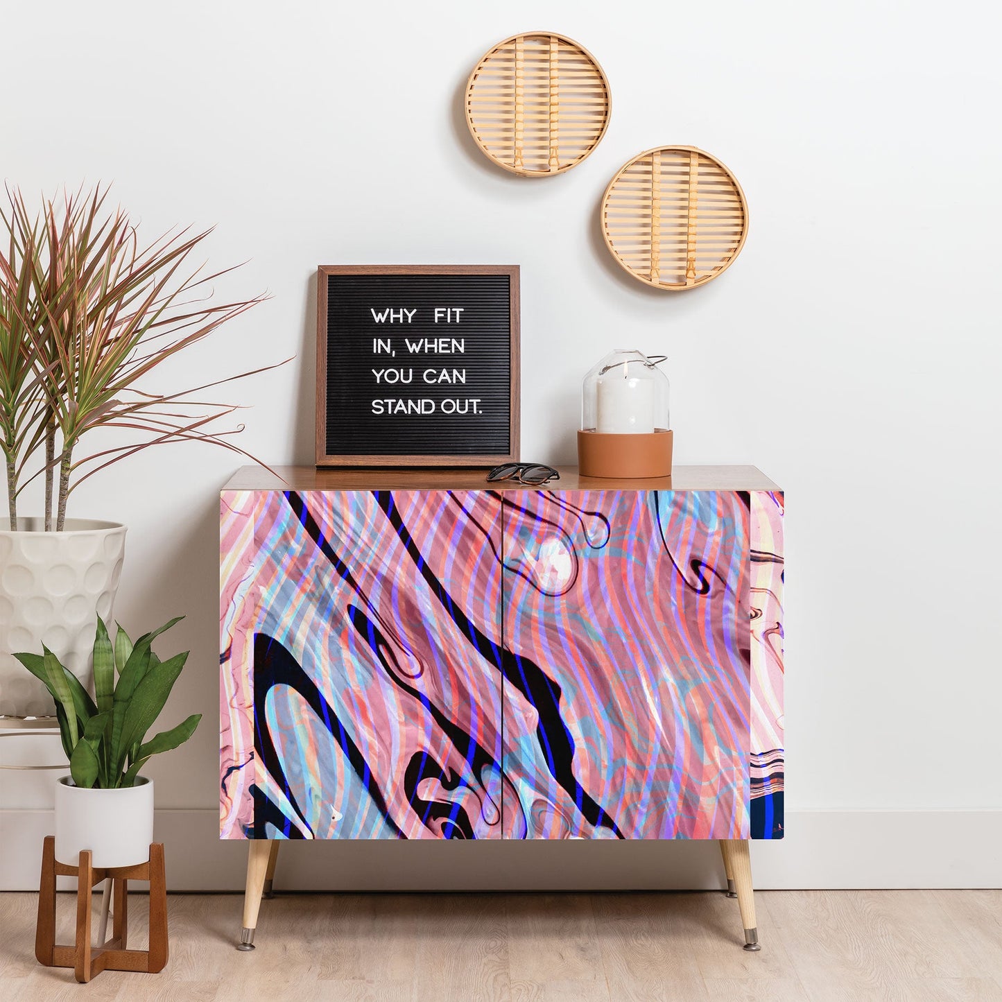 83 Oranges Focus Abstract Marble Texture Credenza
