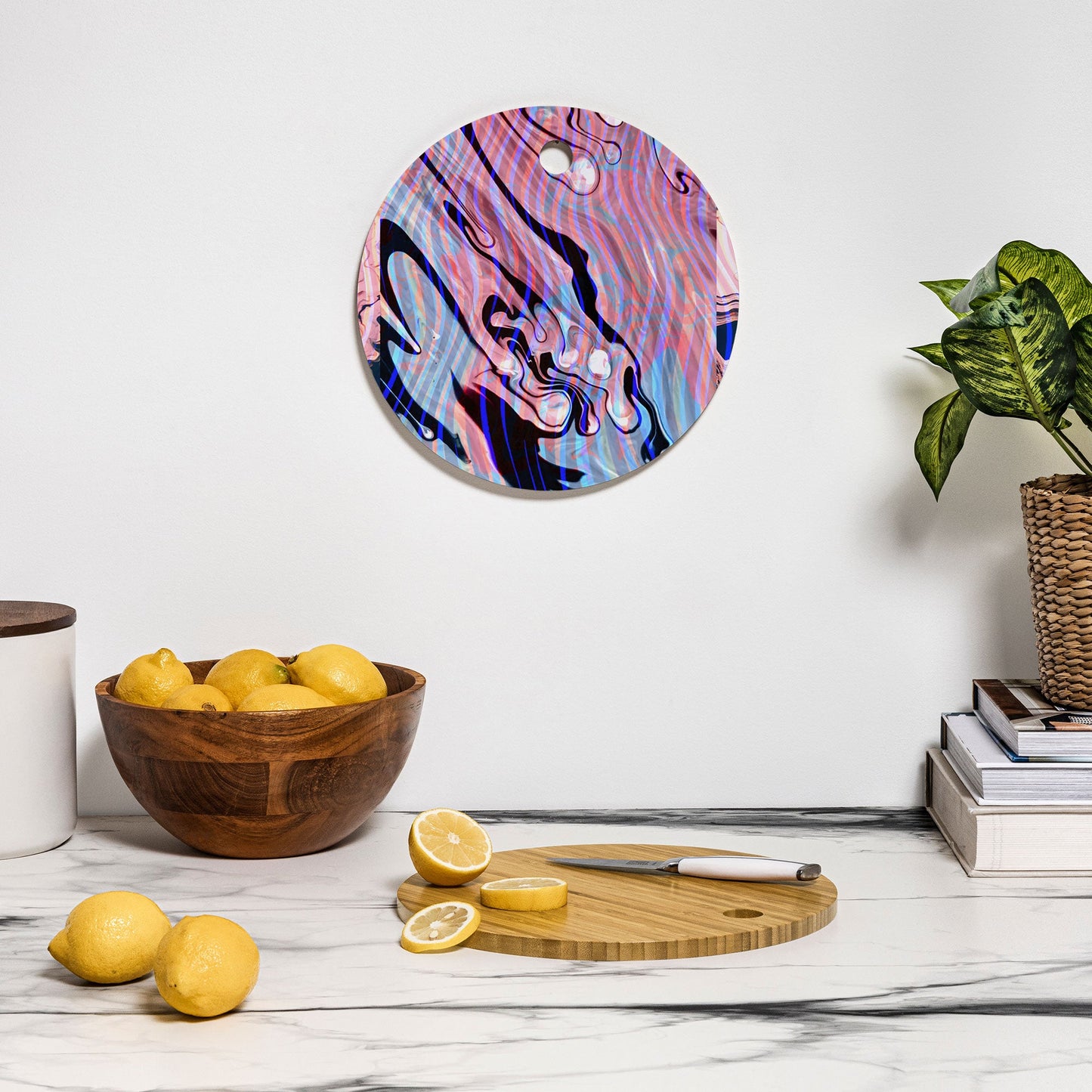 83 Oranges Focus Abstract Marble Texture Cutting Board Round