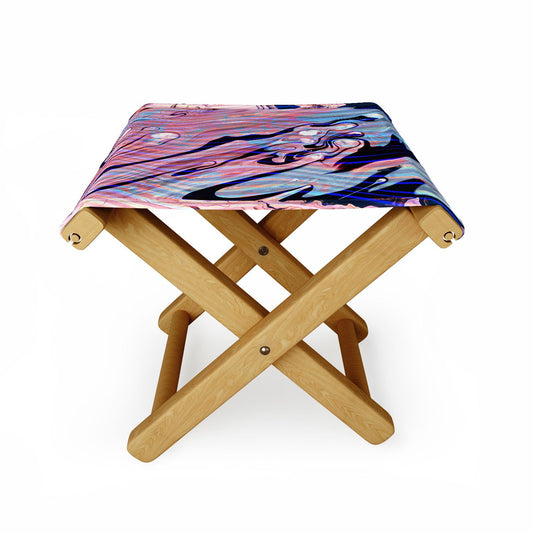 83 Oranges Focus Abstract Marble Texture Folding Stool
