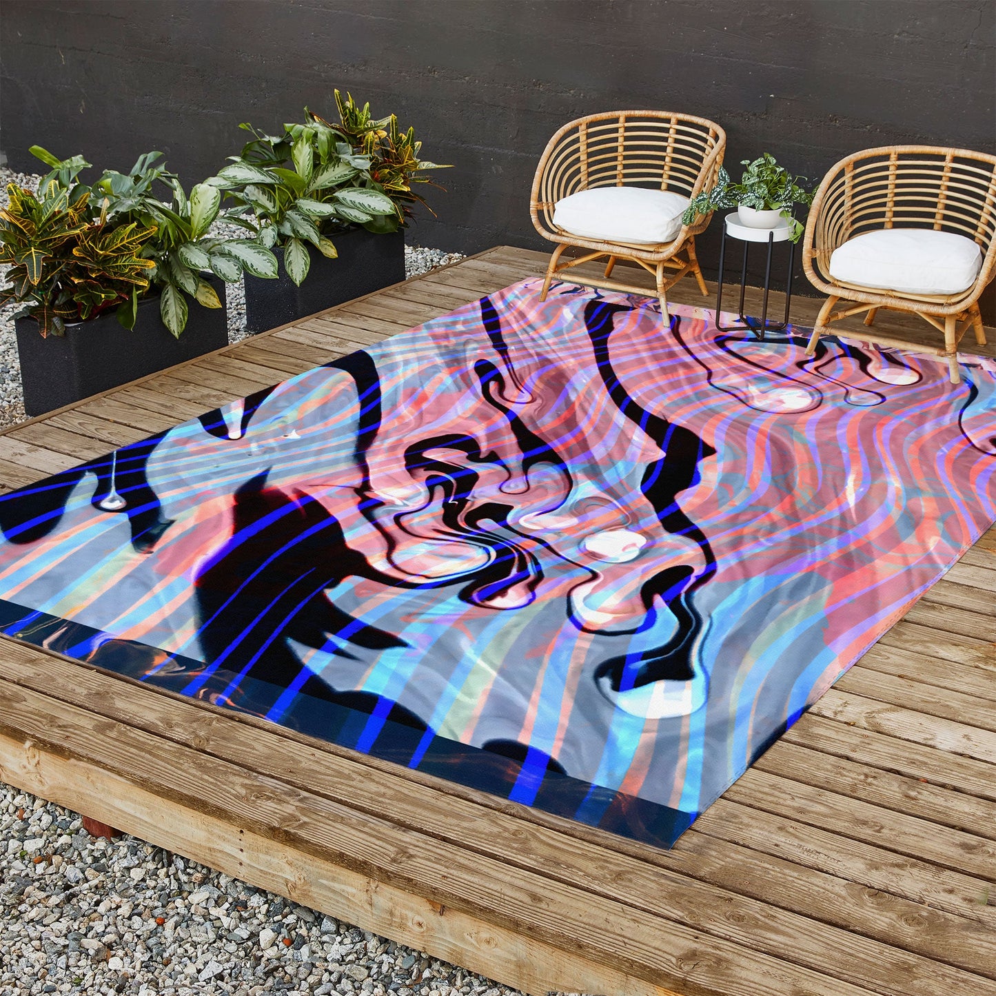 83 Oranges Focus Abstract Marble Texture Outdoor Rug