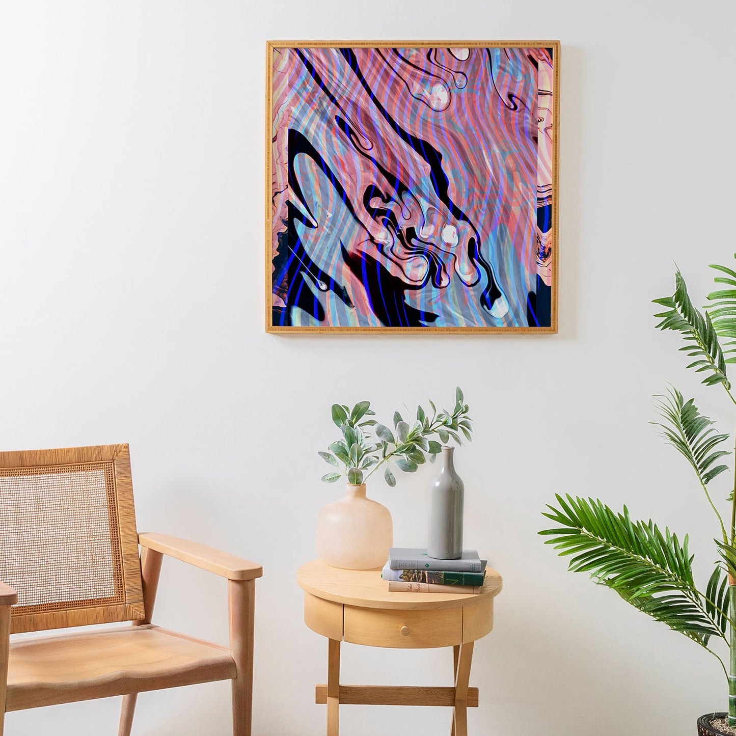 83 Oranges Focus Abstract Marble Texture Framed Wall Art