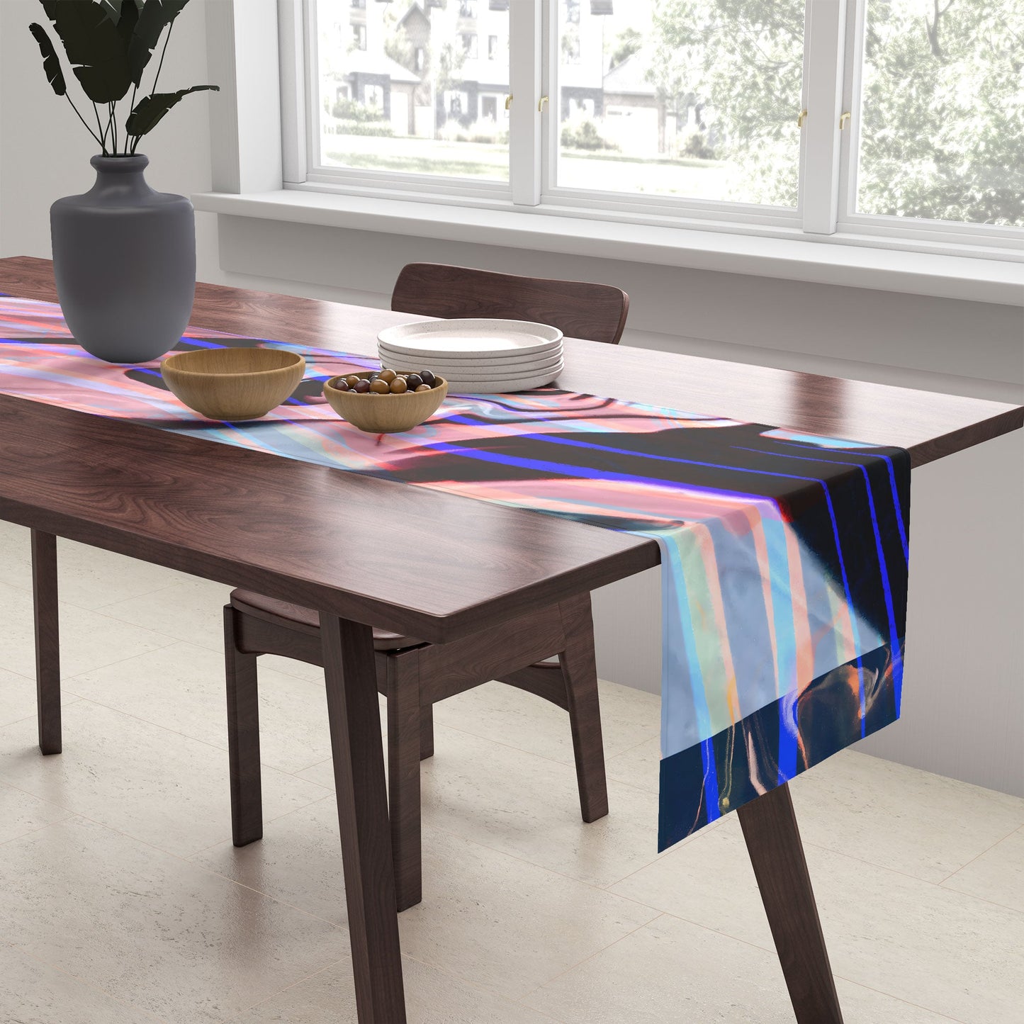 83 Oranges Focus Abstract Marble Texture Table Runner