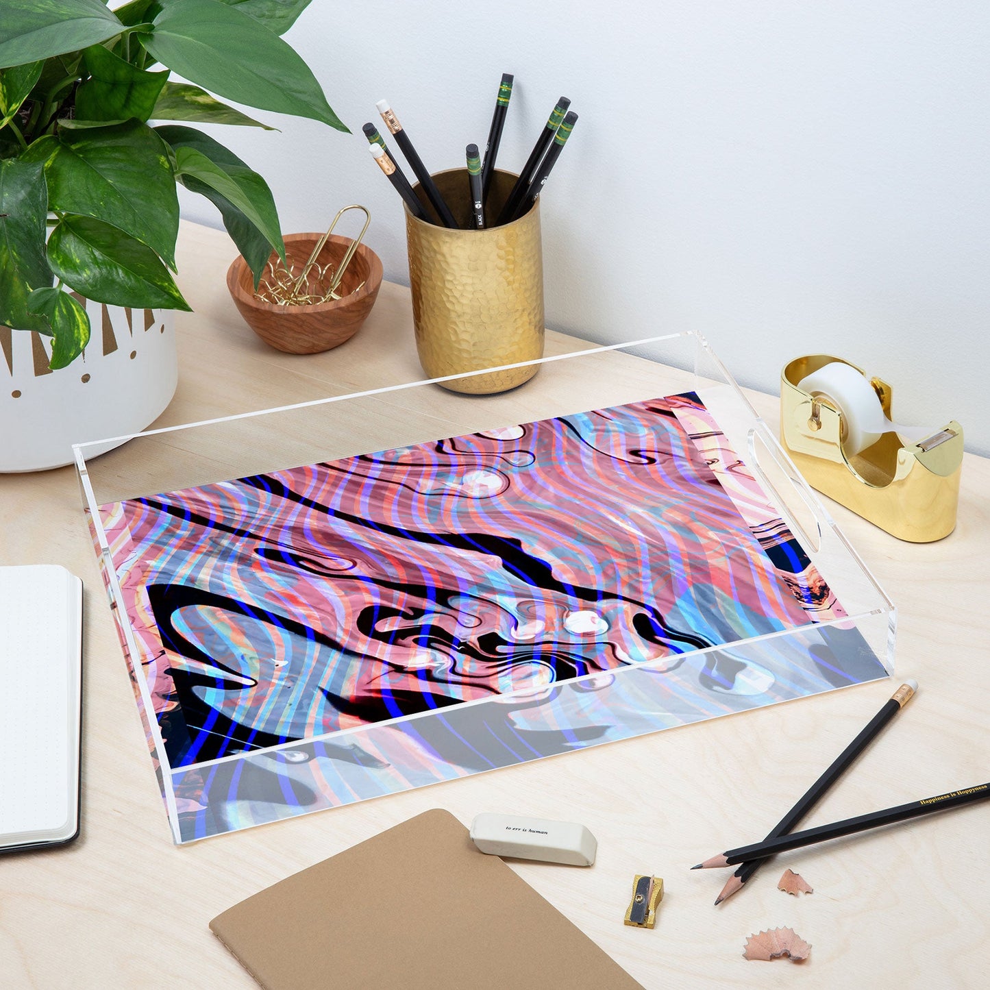 83 Oranges Focus Abstract Marble Texture Acrylic Tray