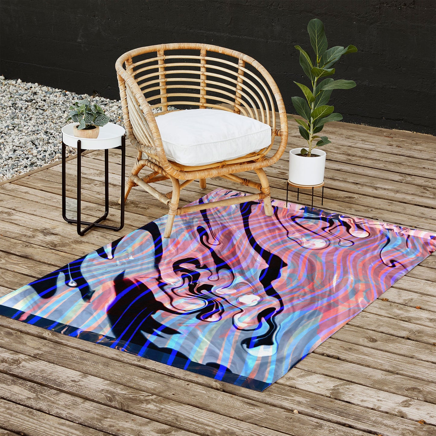 83 Oranges Focus Abstract Marble Texture Outdoor Rug