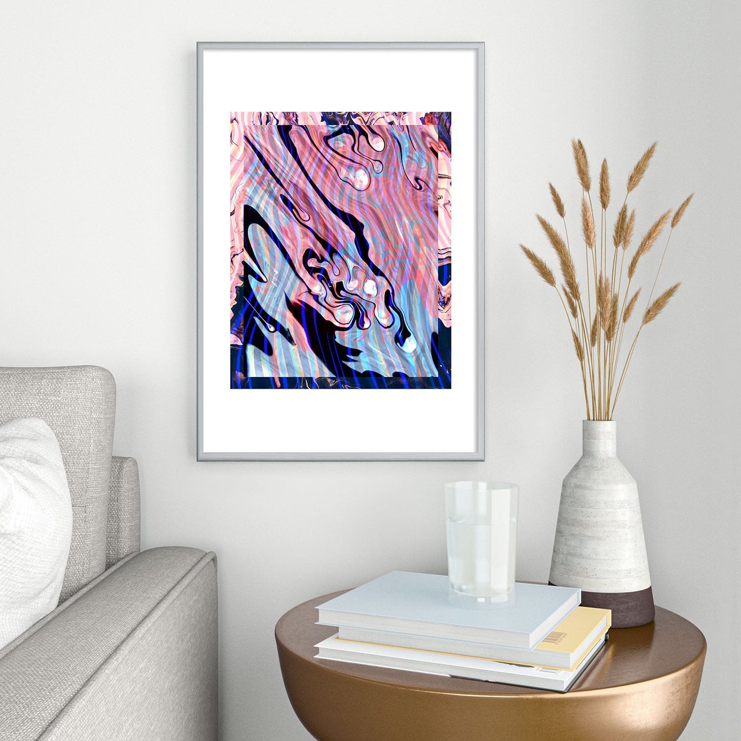 83 Oranges Focus Abstract Marble Texture Metal Framed Art Print