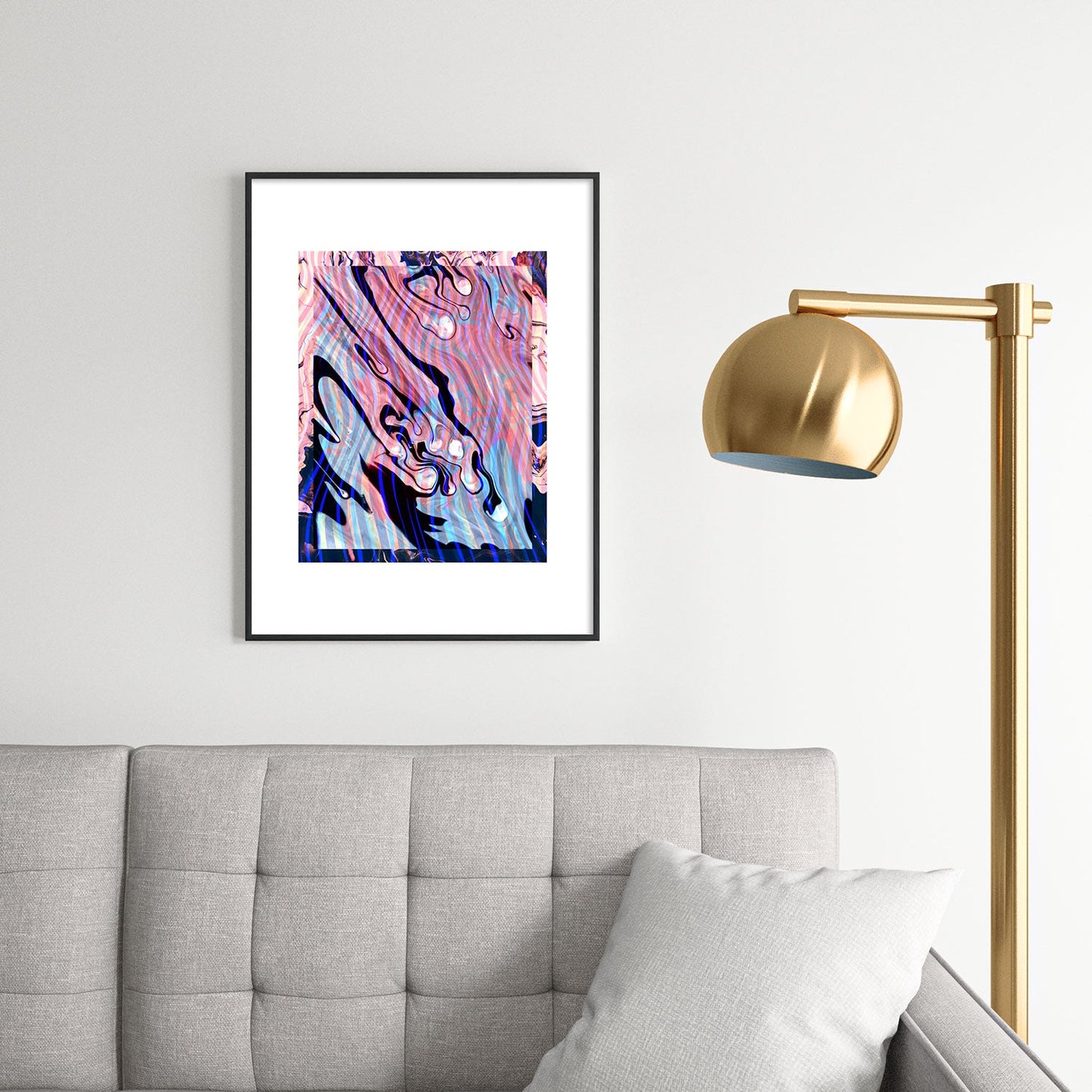 83 Oranges Focus Abstract Marble Texture Metal Framed Art Print