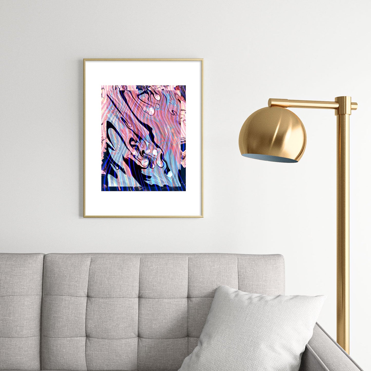 83 Oranges Focus Abstract Marble Texture Metal Framed Art Print