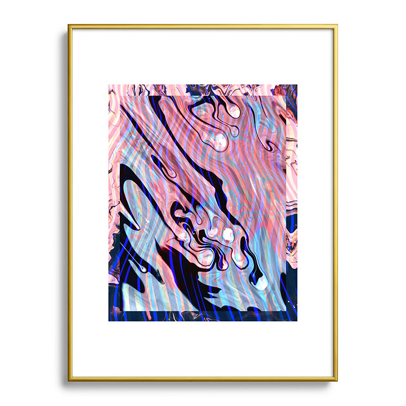 83 Oranges Focus Abstract Marble Texture Metal Framed Art Print