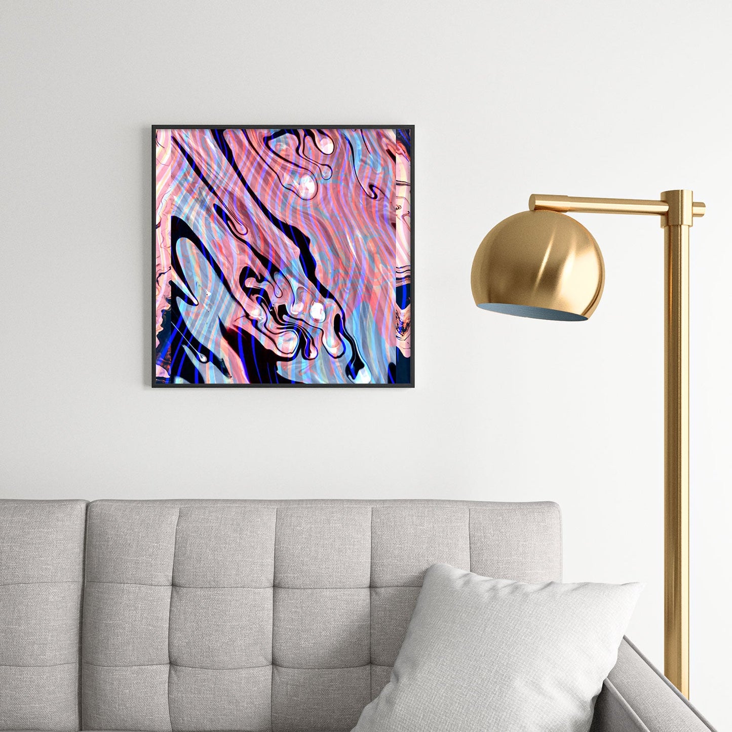 83 Oranges Focus Abstract Marble Texture Square Metal Framed Art Print