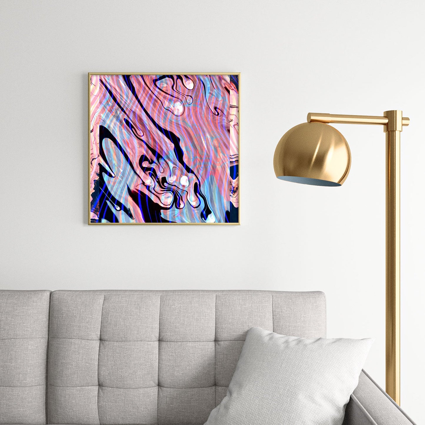 83 Oranges Focus Abstract Marble Texture Square Metal Framed Art Print